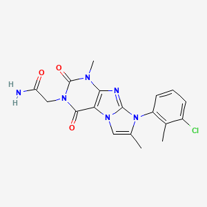 molecular formula C18H17ClN6O3 B6583483 2-[8-(3-chloro-2-methylphenyl)-1,7-dimethyl-2,4-dioxo-1H,2H,3H,4H,8H-imidazo[1,2-g]purin-3-yl]acetamide CAS No. 876670-09-6