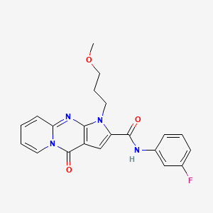 molecular formula C21H19FN4O3 B6583498 N-(3-fluorophenyl)-6-(3-methoxypropyl)-2-oxo-1,6,8-triazatricyclo[7.4.0.0^{3,7}]trideca-3(7),4,8,10,12-pentaene-5-carboxamide CAS No. 902018-32-0