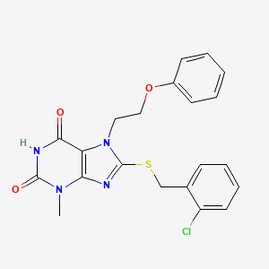 molecular formula C21H19ClN4O3S B6583525 8-{[(2-chlorophenyl)methyl]sulfanyl}-3-methyl-7-(2-phenoxyethyl)-2,3,6,7-tetrahydro-1H-purine-2,6-dione CAS No. 1251693-88-5