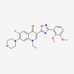molecular formula C25H25FN4O5 B6583539 3-[3-(2,3-dimethoxyphenyl)-1,2,4-oxadiazol-5-yl]-1-ethyl-6-fluoro-7-(morpholin-4-yl)-1,4-dihydroquinolin-4-one CAS No. 1111026-58-4