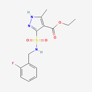 molecular formula C14H16FN3O4S B6583585 ethyl 5-{[(2-fluorophenyl)methyl]sulfamoyl}-3-methyl-1H-pyrazole-4-carboxylate CAS No. 1296272-95-1