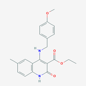 molecular formula C21H22N2O4 B6583605 ethyl 4-{[(4-methoxyphenyl)methyl]amino}-6-methyl-2-oxo-1,2-dihydroquinoline-3-carboxylate CAS No. 1251670-94-6