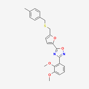 molecular formula C23H22N2O4S B6583675 3-(2,3-dimethoxyphenyl)-5-[5-({[(4-methylphenyl)methyl]sulfanyl}methyl)furan-2-yl]-1,2,4-oxadiazole CAS No. 1114944-21-6