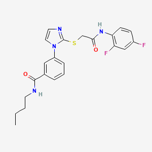 molecular formula C22H22F2N4O2S B6583696 N-butyl-3-[2-({[(2,4-difluorophenyl)carbamoyl]methyl}sulfanyl)-1H-imidazol-1-yl]benzamide CAS No. 1115336-32-7