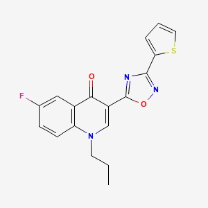 molecular formula C18H14FN3O2S B6583710 6-fluoro-1-propyl-3-[3-(thiophen-2-yl)-1,2,4-oxadiazol-5-yl]-1,4-dihydroquinolin-4-one CAS No. 1251611-12-7