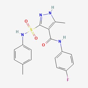 molecular formula C18H17FN4O3S B6583808 N-(4-fluorophenyl)-3-methyl-5-[(4-methylphenyl)sulfamoyl]-1H-pyrazole-4-carboxamide CAS No. 1324012-40-9