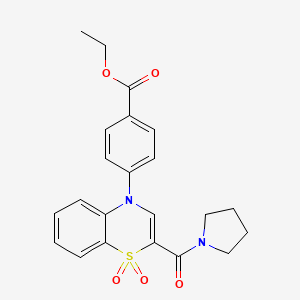 ethyl 4-[1,1-dioxo-2-(pyrrolidine-1-carbonyl)-4H-1lambda6,4-benzothiazin-4-yl]benzoate