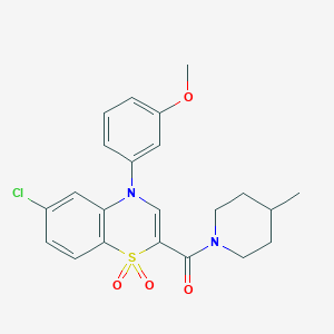 molecular formula C22H23ClN2O4S B6583897 6-chloro-4-(3-methoxyphenyl)-2-(4-methylpiperidine-1-carbonyl)-4H-1lambda6,4-benzothiazine-1,1-dione CAS No. 1251549-39-9