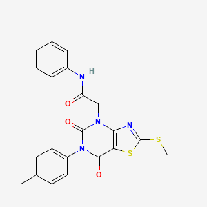 2-[2-(ethylsulfanyl)-6-(4-methylphenyl)-5,7-dioxo-4H,5H,6H,7H-[1,3]thiazolo[4,5-d]pyrimidin-4-yl]-N-(3-methylphenyl)acetamide