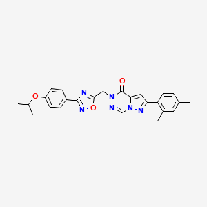 molecular formula C25H24N6O3 B6583935 2-(2,4-dimethylphenyl)-5-({3-[4-(propan-2-yloxy)phenyl]-1,2,4-oxadiazol-5-yl}methyl)-4H,5H-pyrazolo[1,5-d][1,2,4]triazin-4-one CAS No. 1251606-23-1