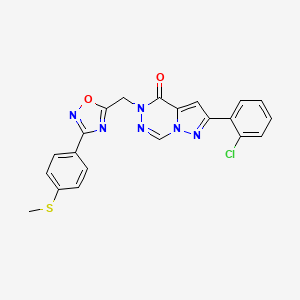 molecular formula C21H15ClN6O2S B6583940 2-(2-chlorophenyl)-5-({3-[4-(methylsulfanyl)phenyl]-1,2,4-oxadiazol-5-yl}methyl)-4H,5H-pyrazolo[1,5-d][1,2,4]triazin-4-one CAS No. 1251625-80-5