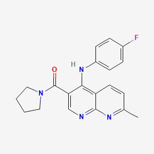 molecular formula C20H19FN4O B6583968 N-(4-fluorophenyl)-7-methyl-3-(pyrrolidine-1-carbonyl)-1,8-naphthyridin-4-amine CAS No. 1251693-11-4