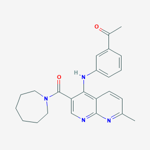 1-(3-{[3-(azepane-1-carbonyl)-7-methyl-1,8-naphthyridin-4-yl]amino}phenyl)ethan-1-one
