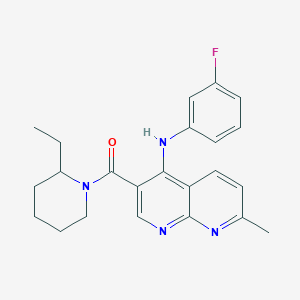 molecular formula C23H25FN4O B6584013 3-(2-ethylpiperidine-1-carbonyl)-N-(3-fluorophenyl)-7-methyl-1,8-naphthyridin-4-amine CAS No. 1251564-63-2