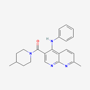 molecular formula C22H24N4O B6584030 7-methyl-3-(4-methylpiperidine-1-carbonyl)-N-phenyl-1,8-naphthyridin-4-amine CAS No. 1251565-21-5