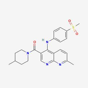 molecular formula C23H26N4O3S B6584044 N-(4-methanesulfonylphenyl)-7-methyl-3-(4-methylpiperidine-1-carbonyl)-1,8-naphthyridin-4-amine CAS No. 1251600-56-2