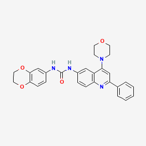 molecular formula C28H26N4O4 B6584046 1-(2,3-dihydro-1,4-benzodioxin-6-yl)-3-[4-(morpholin-4-yl)-2-phenylquinolin-6-yl]urea CAS No. 1189993-58-5