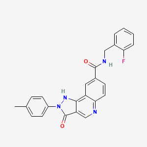 molecular formula C25H19FN4O2 B6584060 N-[(2-fluorophenyl)methyl]-2-(4-methylphenyl)-3-oxo-2H,3H,5H-pyrazolo[4,3-c]quinoline-8-carboxamide CAS No. 1251566-32-1