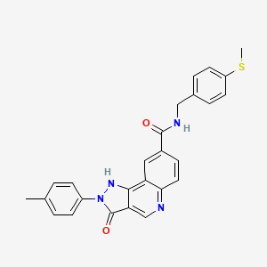 molecular formula C26H22N4O2S B6584068 2-(4-methylphenyl)-N-{[4-(methylsulfanyl)phenyl]methyl}-3-oxo-2H,3H,5H-pyrazolo[4,3-c]quinoline-8-carboxamide CAS No. 1251695-26-7