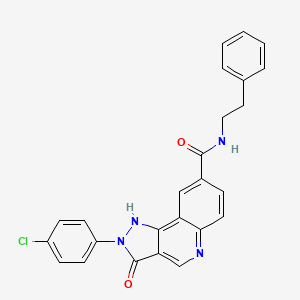 molecular formula C25H19ClN4O2 B6584080 2-(4-chlorophenyl)-3-oxo-N-(2-phenylethyl)-2H,3H,5H-pyrazolo[4,3-c]quinoline-8-carboxamide CAS No. 1251598-33-0