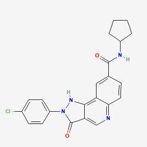 molecular formula C22H19ClN4O2 B6584081 2-(4-chlorophenyl)-N-cyclopentyl-3-oxo-2H,3H,5H-pyrazolo[4,3-c]quinoline-8-carboxamide CAS No. 1251601-20-3