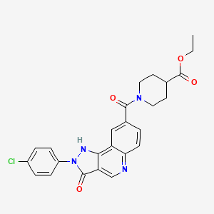 molecular formula C25H23ClN4O4 B6584091 ethyl 1-[2-(4-chlorophenyl)-3-oxo-2H,3H,5H-pyrazolo[4,3-c]quinoline-8-carbonyl]piperidine-4-carboxylate CAS No. 1251616-55-3