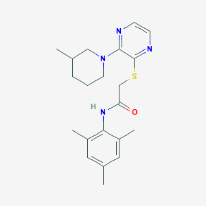 molecular formula C21H28N4OS B6584107 2-{[3-(3-methylpiperidin-1-yl)pyrazin-2-yl]sulfanyl}-N-(2,4,6-trimethylphenyl)acetamide CAS No. 1251674-27-7