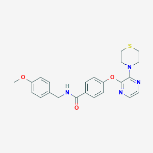 B6584132 N-[(4-methoxyphenyl)methyl]-4-{[3-(thiomorpholin-4-yl)pyrazin-2-yl]oxy}benzamide CAS No. 1251567-93-7