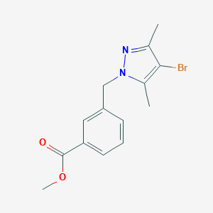 molecular formula C14H15BrN2O2 B065842 3-[(4-溴-3,5-二甲基-1H-吡唑-1-基)甲基]苯甲酸甲酯 CAS No. 175203-23-3