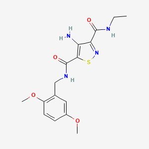 4-amino-N5-[(2,5-dimethoxyphenyl)methyl]-N3-ethyl-1,2-thiazole-3,5-dicarboxamide