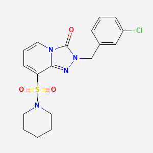 molecular formula C18H19ClN4O3S B6584233 2-[(3-chlorophenyl)methyl]-8-(piperidine-1-sulfonyl)-2H,3H-[1,2,4]triazolo[4,3-a]pyridin-3-one CAS No. 1251618-51-5