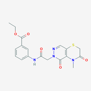 ethyl 3-(2-{4-methyl-3,5-dioxo-2H,3H,4H,5H,6H-pyridazino[4,5-b][1,4]thiazin-6-yl}acetamido)benzoate