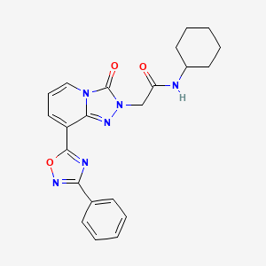 molecular formula C22H22N6O3 B6584295 N-cyclohexyl-2-[3-oxo-8-(3-phenyl-1,2,4-oxadiazol-5-yl)-2H,3H-[1,2,4]triazolo[4,3-a]pyridin-2-yl]acetamide CAS No. 1251582-04-3