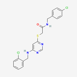 N-[(4-chlorophenyl)methyl]-2-[(6-{[(2-chlorophenyl)methyl]amino}pyrimidin-4-yl)sulfanyl]acetamide