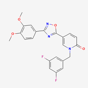 molecular formula C22H17F2N3O4 B6584360 1-[(3,5-difluorophenyl)methyl]-5-[3-(3,4-dimethoxyphenyl)-1,2,4-oxadiazol-5-yl]-1,2-dihydropyridin-2-one CAS No. 1251706-94-1