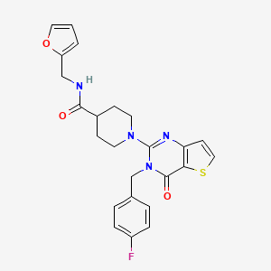 molecular formula C24H23FN4O3S B6584363 1-{3-[(4-fluorophenyl)methyl]-4-oxo-3H,4H-thieno[3,2-d]pyrimidin-2-yl}-N-[(furan-2-yl)methyl]piperidine-4-carboxamide CAS No. 1116071-48-7