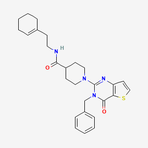 molecular formula C27H32N4O2S B6584373 1-{3-benzyl-4-oxo-3H,4H-thieno[3,2-d]pyrimidin-2-yl}-N-[2-(cyclohex-1-en-1-yl)ethyl]piperidine-4-carboxamide CAS No. 1185006-63-6