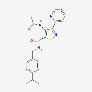 molecular formula C21H22N4O2S B6584398 4-acetamido-N-{[4-(propan-2-yl)phenyl]methyl}-3-(pyridin-2-yl)-1,2-thiazole-5-carboxamide CAS No. 1251618-33-3