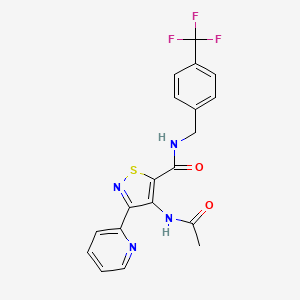 molecular formula C19H15F3N4O2S B6584406 4-acetamido-3-(pyridin-2-yl)-N-{[4-(trifluoromethyl)phenyl]methyl}-1,2-thiazole-5-carboxamide CAS No. 1251589-40-8