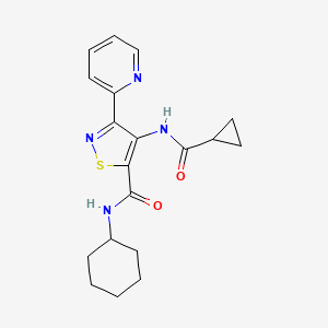 molecular formula C19H22N4O2S B6584411 N-cyclohexyl-4-cyclopropaneamido-3-(pyridin-2-yl)-1,2-thiazole-5-carboxamide CAS No. 1251601-01-0