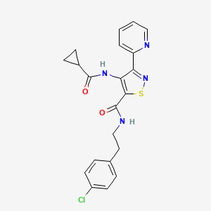 molecular formula C21H19ClN4O2S B6584418 N-[2-(4-chlorophenyl)ethyl]-4-cyclopropaneamido-3-(pyridin-2-yl)-1,2-thiazole-5-carboxamide CAS No. 1251600-33-5