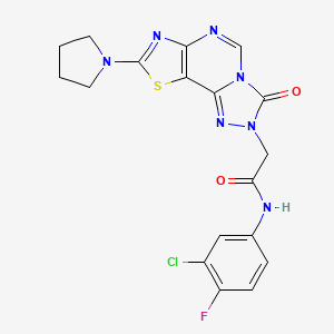 molecular formula C18H15ClFN7O2S B6584472 N-(3-chloro-4-fluorophenyl)-2-[5-oxo-11-(pyrrolidin-1-yl)-12-thia-3,4,6,8,10-pentaazatricyclo[7.3.0.0^{2,6}]dodeca-1(9),2,7,10-tetraen-4-yl]acetamide CAS No. 1116061-15-4