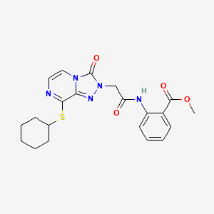 molecular formula C21H23N5O4S B6584497 methyl 2-{2-[8-(cyclohexylsulfanyl)-3-oxo-2H,3H-[1,2,4]triazolo[4,3-a]pyrazin-2-yl]acetamido}benzoate CAS No. 1251622-20-4