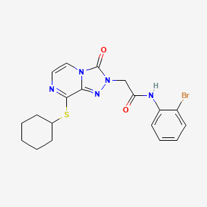molecular formula C19H20BrN5O2S B6584504 N-(2-bromophenyl)-2-[8-(cyclohexylsulfanyl)-3-oxo-2H,3H-[1,2,4]triazolo[4,3-a]pyrazin-2-yl]acetamide CAS No. 1251603-30-1