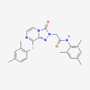 molecular formula C24H25N5O2S B6584507 2-{8-[(2,4-dimethylphenyl)sulfanyl]-3-oxo-2H,3H-[1,2,4]triazolo[4,3-a]pyrazin-2-yl}-N-(2,4,6-trimethylphenyl)acetamide CAS No. 1251679-89-6