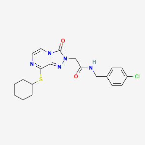 molecular formula C20H22ClN5O2S B6584509 N-[(4-chlorophenyl)methyl]-2-[8-(cyclohexylsulfanyl)-3-oxo-2H,3H-[1,2,4]triazolo[4,3-a]pyrazin-2-yl]acetamide CAS No. 1251613-55-4