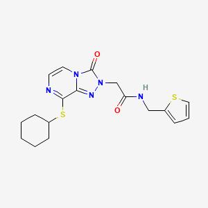 molecular formula C18H21N5O2S2 B6584511 2-[8-(cyclohexylsulfanyl)-3-oxo-2H,3H-[1,2,4]triazolo[4,3-a]pyrazin-2-yl]-N-[(thiophen-2-yl)methyl]acetamide CAS No. 1251634-98-6