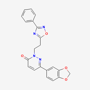 molecular formula C21H16N4O4 B6584546 6-(2H-1,3-benzodioxol-5-yl)-2-[2-(3-phenyl-1,2,4-oxadiazol-5-yl)ethyl]-2,3-dihydropyridazin-3-one CAS No. 1112418-50-4