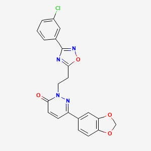 molecular formula C21H15ClN4O4 B6584552 6-(2H-1,3-benzodioxol-5-yl)-2-{2-[3-(3-chlorophenyl)-1,2,4-oxadiazol-5-yl]ethyl}-2,3-dihydropyridazin-3-one CAS No. 1112439-88-9
