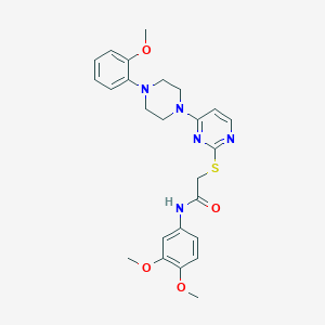 molecular formula C25H29N5O4S B6584557 N-(3,4-dimethoxyphenyl)-2-({4-[4-(2-methoxyphenyl)piperazin-1-yl]pyrimidin-2-yl}sulfanyl)acetamide CAS No. 1115915-43-9